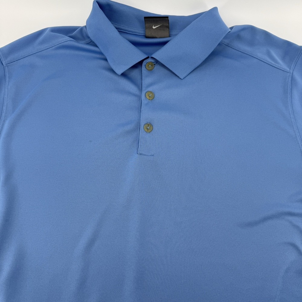 Nike Golf Mens XL Dri Fit Short Sleeve Button Polo Shirt Light Blue Casual logo - Picture 9 of 9